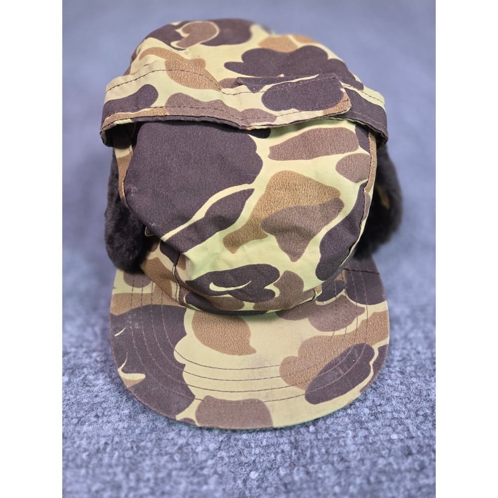 Vintage Waterproof Thinsulate Hunting Cap Mens Large Camo Hat Ear Flaps USA Made